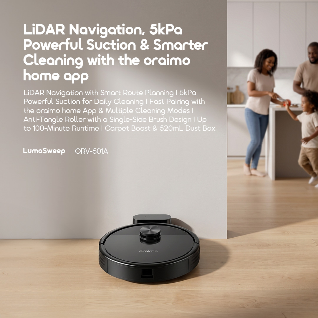 oraimo LumaSweep ORV-501A 01 lidar navigation 5kpa powerful suction smarter cleaning oraimo LumaSweep ORV-501A 01 lidar navigation 5kpa powerful suction smarter cleaning