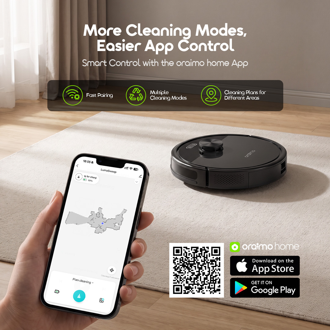 oraimo LumaSweep ORV-501A 04 powerful suction everyday cleaning oraimo LumaSweep ORV-501A 04 powerful suction everyday cleaning