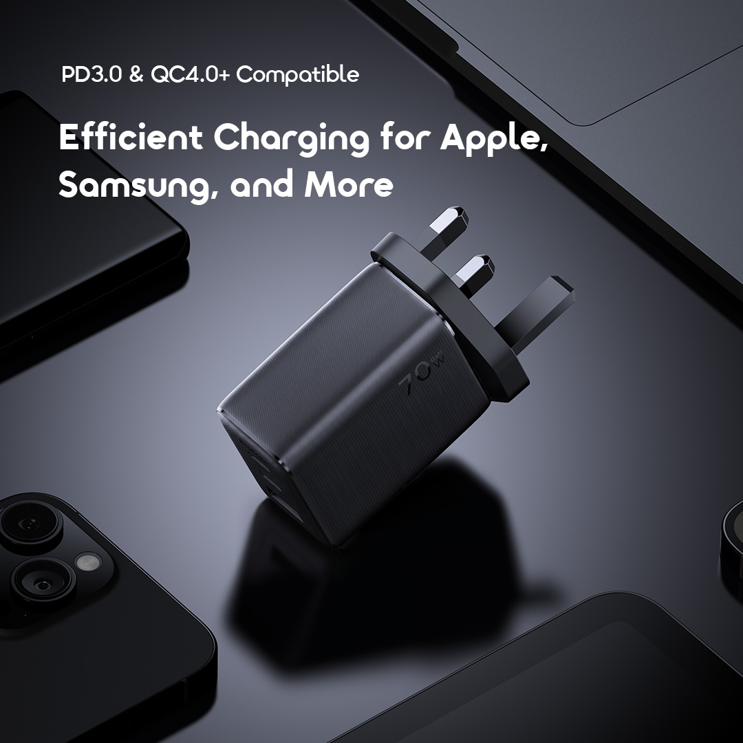 oraimo HyperGaN 701 70W GaN Fast Charger with 3 Ports