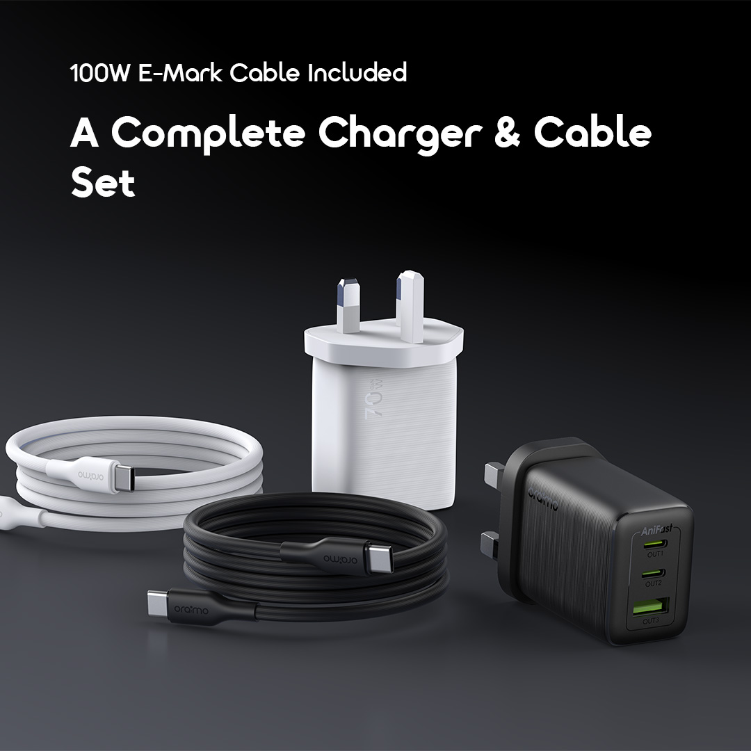 oraimo HyperGaN 701 70W GaN Fast Charger with 3 Ports
