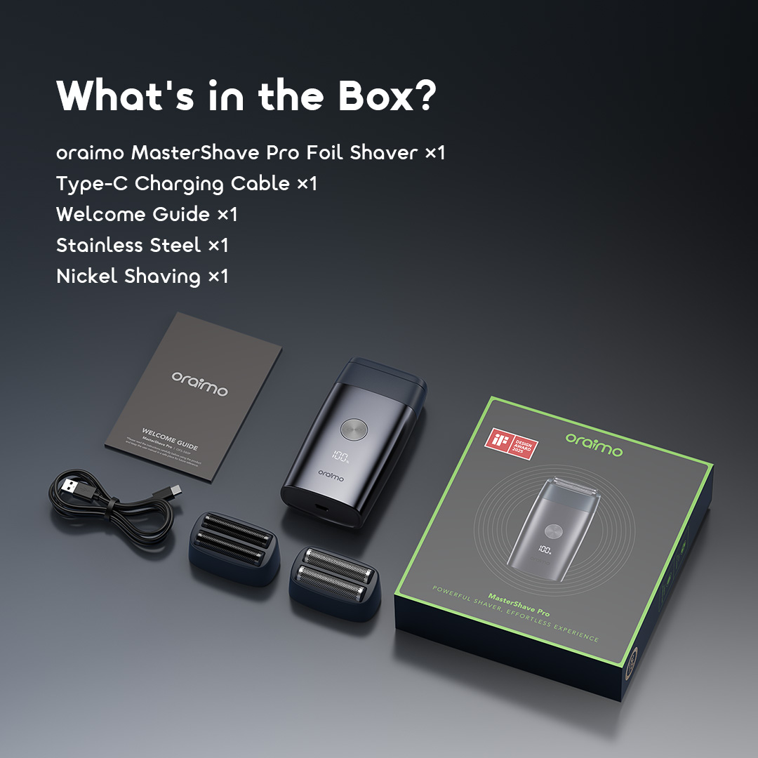 oraimo MasterShave Pro 2-in-1 Electric Shaver & Hair Clipper | 13000RPM, Ultra-Thin Bionic Foil