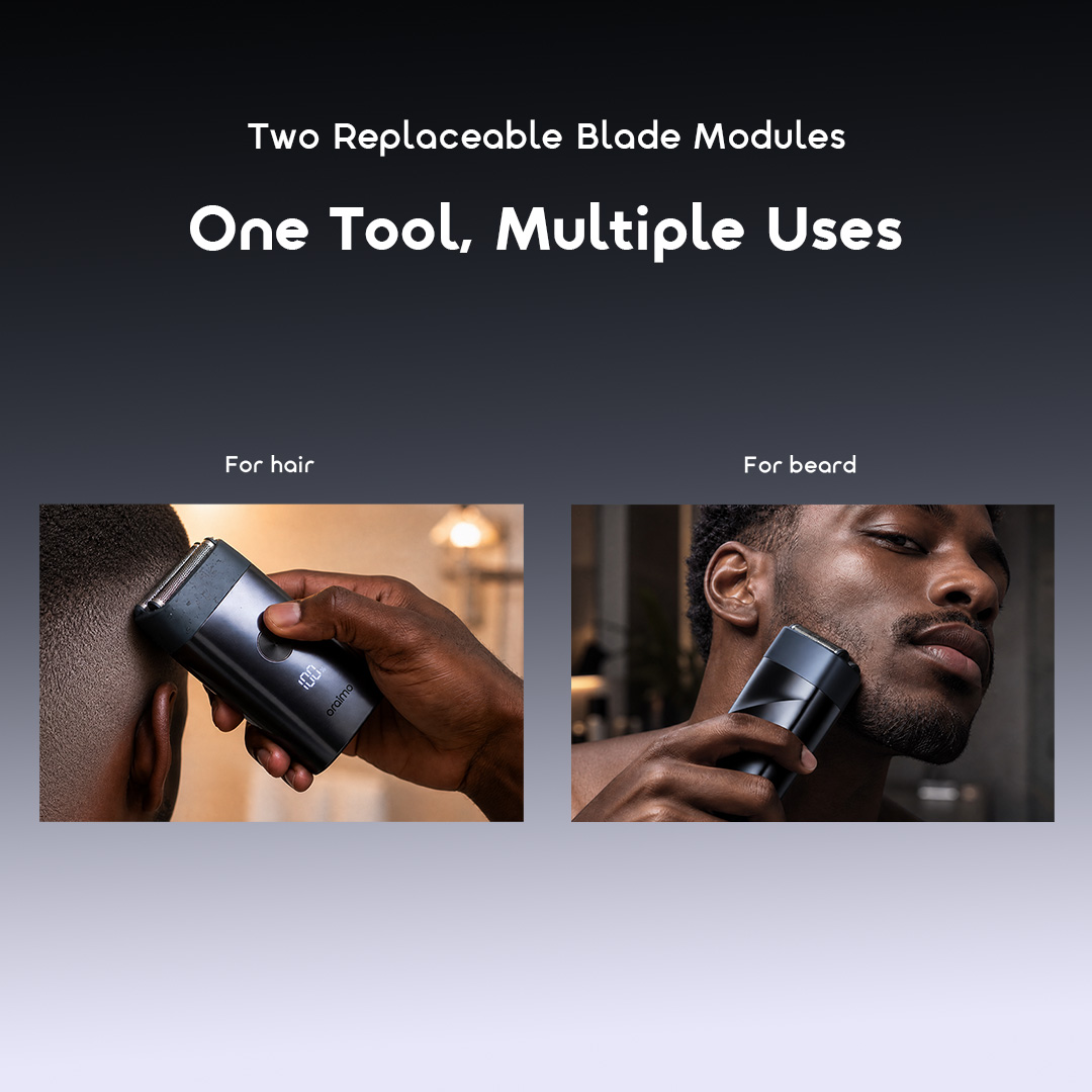 oraimo MasterShave Pro 2-in-1 Electric Shaver & Hair Clipper | 13000RPM, Ultra-Thin Bionic Foil