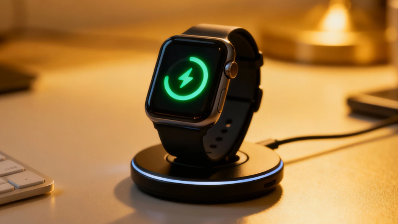 A smart watch is charging