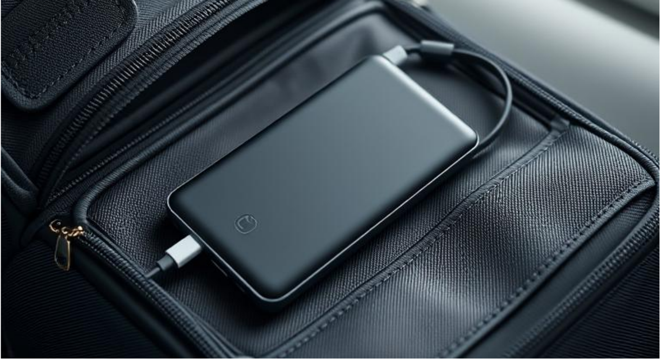 A power bank in a carry-on luggage