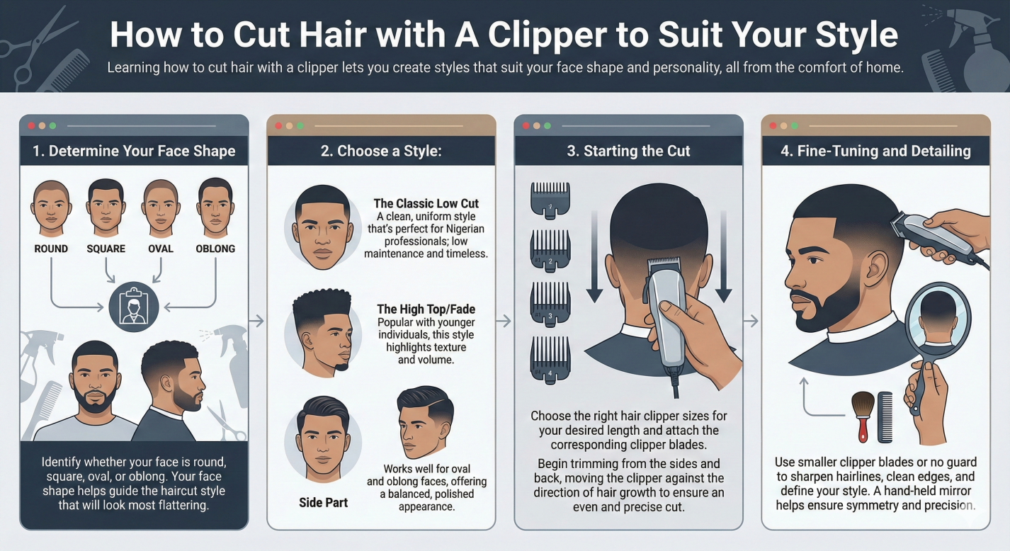 Steps for cut hair with a clipper Steps for cut hair with a clipper