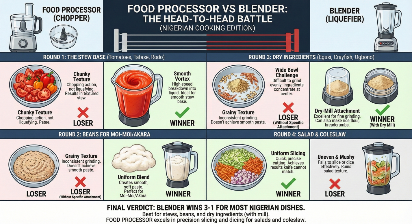 An infographic of food processor vs blender An infographic of food processor vs blender