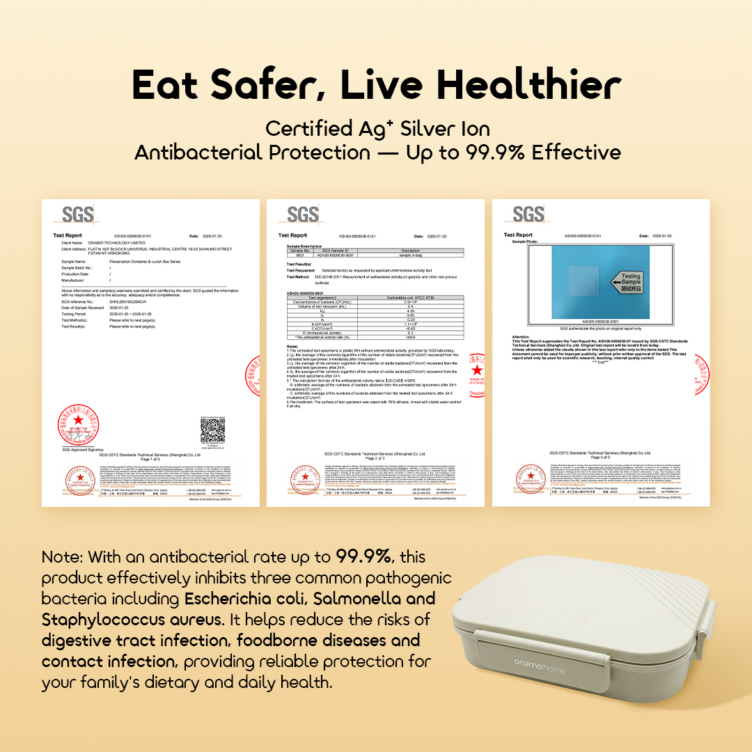 oraimo Bento Box FreshBento OHKB-003 3 Certified Ag+ Silver Ion Antibacterial Protection