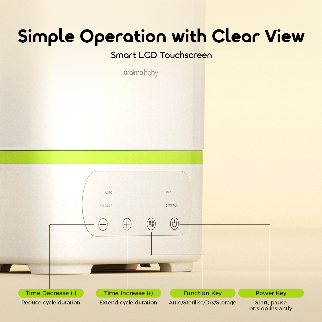 oraimo Baby Steriliser BabySteri OBW-521A-4 Smart LCD Touchscreen | Simple Operation with Clear View