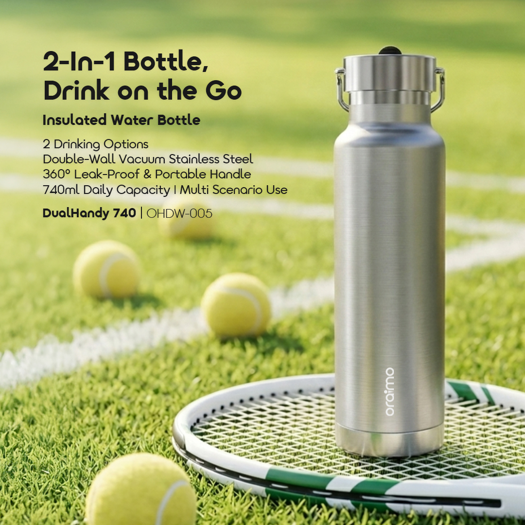 oraimo Insulated Water Bottle DualHandy 740 OHDW-005 1 2-In-1 Bottle, Drink on the Go