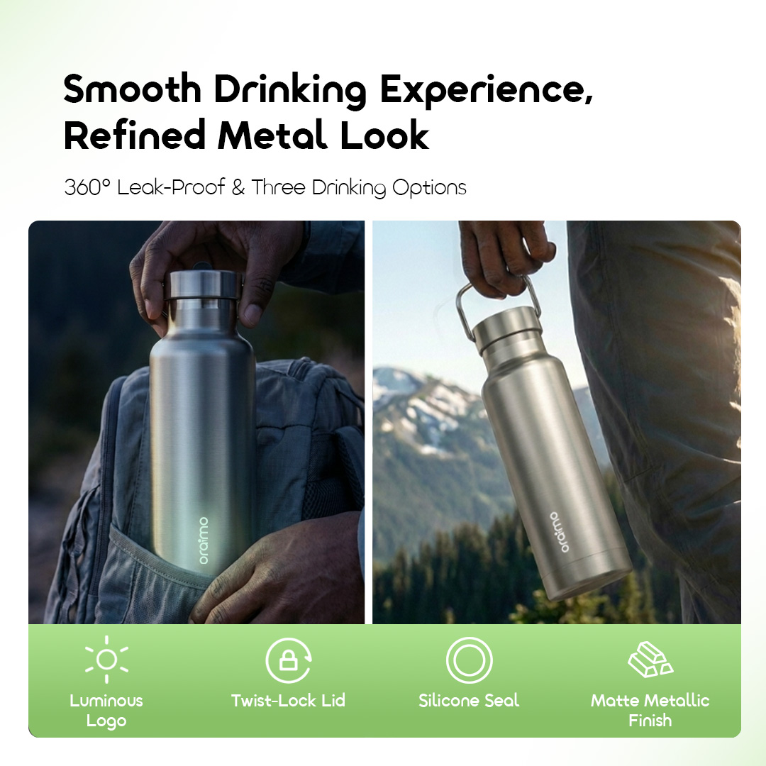 oraimo Insulated Water Bottle DualHandy 740 OHDW-005 4 360° Leak-Proof & Portable Handle