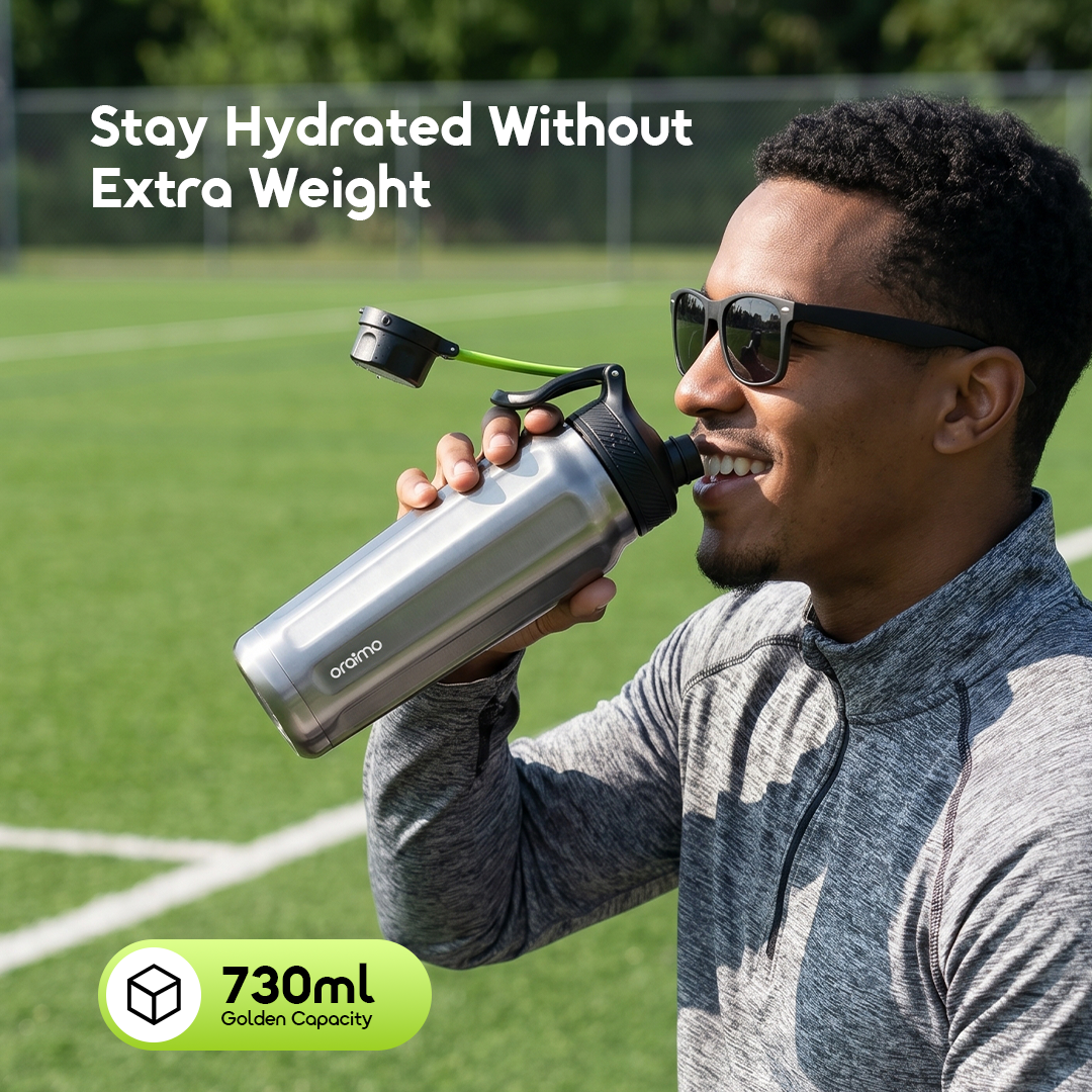 oraimo Insulated Water Bottle RetroGeo 730 OHDW-009 5 Golden Sports Capacity 730ml Stay Hydrated Without Extra Weight
