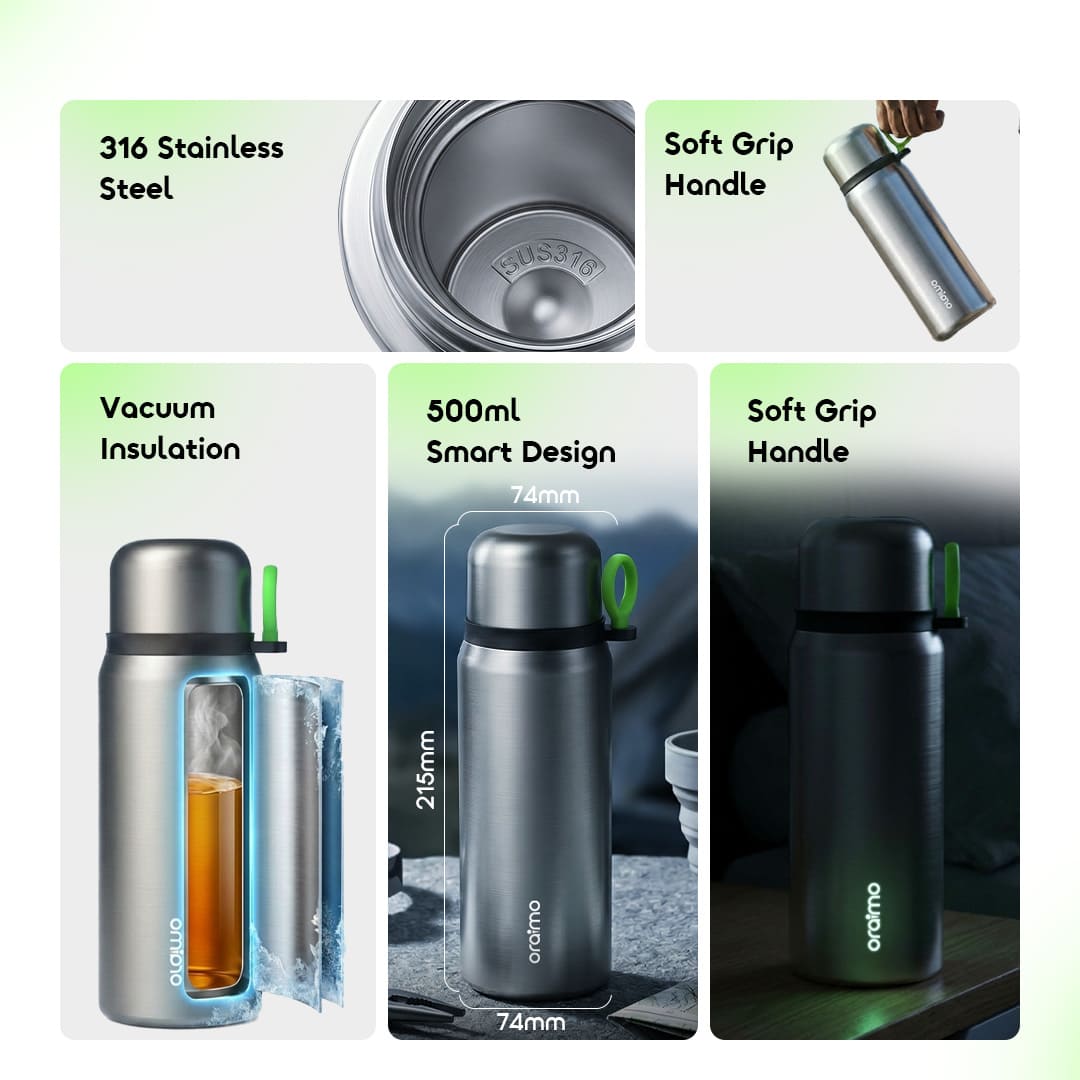 oraimo Insulated Water Bottle ThermoShare 500 OHDW-006 Features