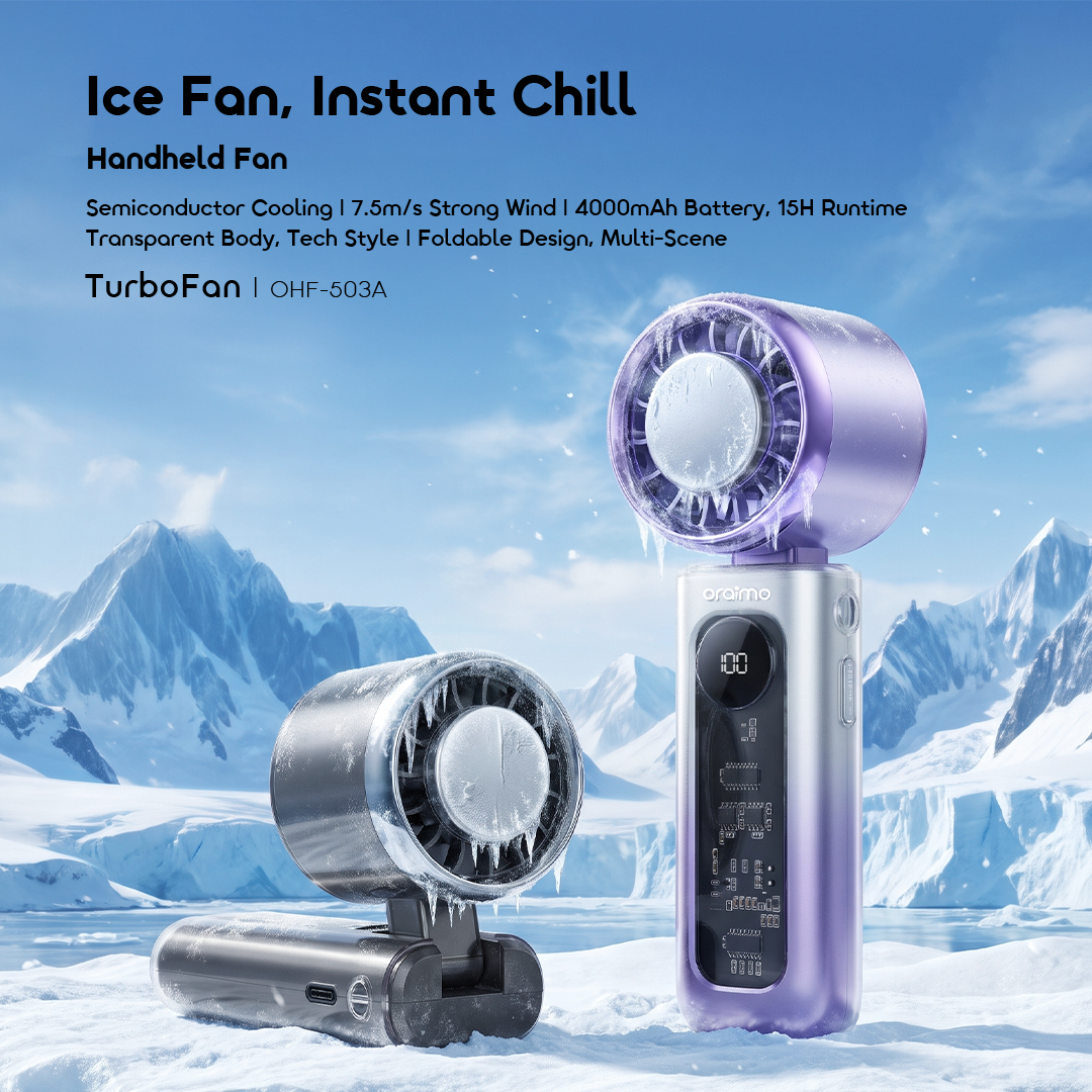 oraimo Handheld Fan TurboFan OHF-503A 01 Ice Fan Instant Chill oraimo Handheld Fan TurboFan OHF-503A 01 Ice Fan Instant Chill