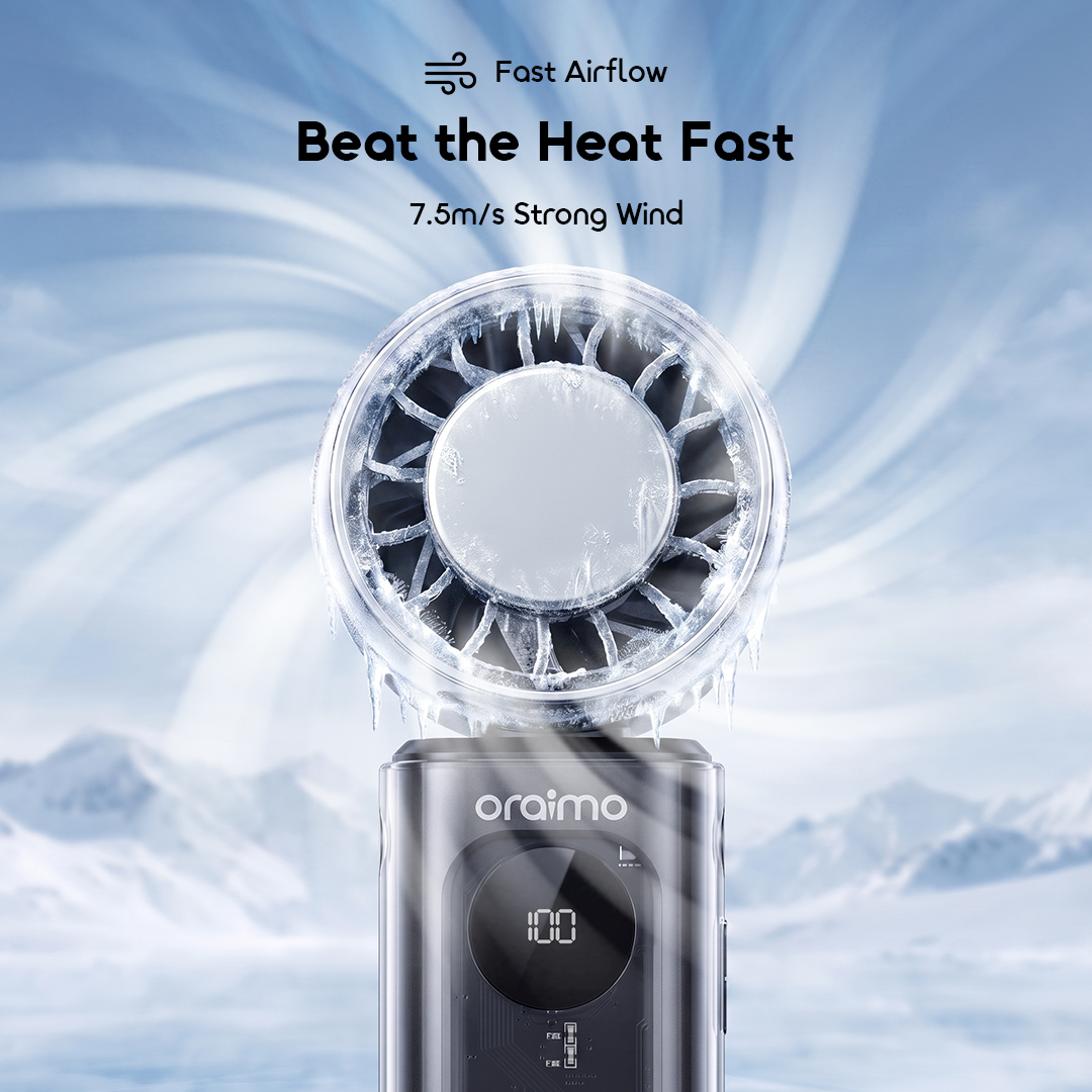 oraimo Handheld Fan TurboFan OHF-503A 04 7.5m/s Strong Wind oraimo Handheld Fan TurboFan OHF-503A 04 7.5m/s Strong Wind