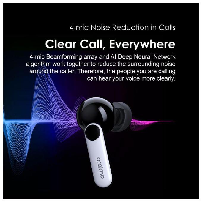 oraimo Riff 2 4-mic ENC Clear in Calls 30-hour Playtime App True Wireless  Earbuds