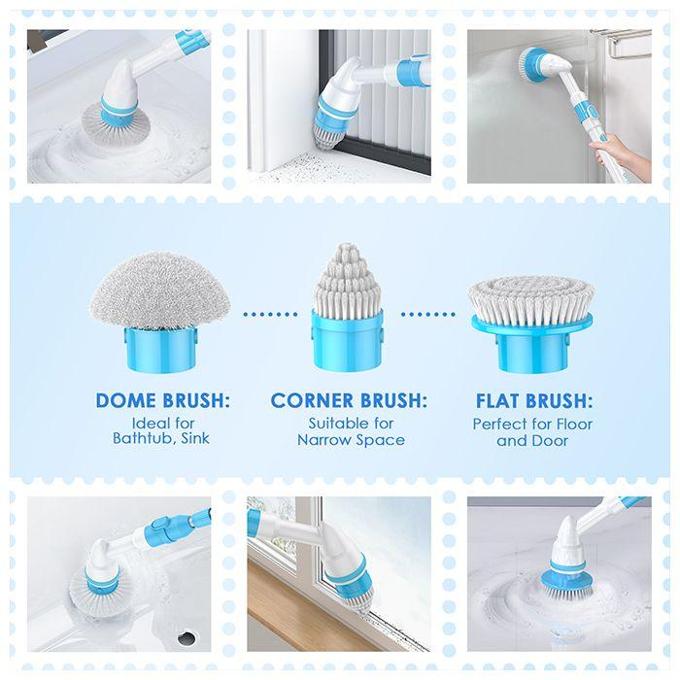 Electric Spin Scrubber, Cordless Scrubber with Adjustable Extension Arm and  3 Replaceable