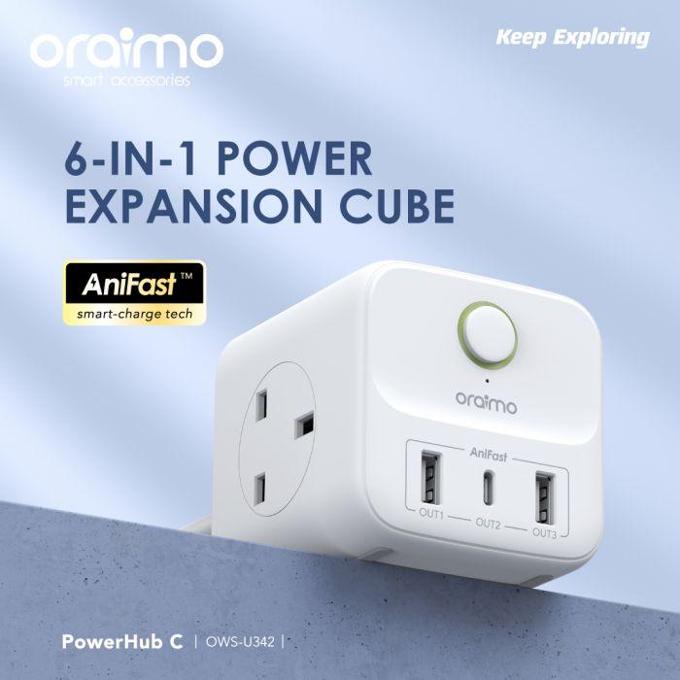 Oraimo PowerHub C OWS-342 - Rallonge Multiprise Cube 6 En 1 - Câble 1,5  Mètres - Prix pas cher