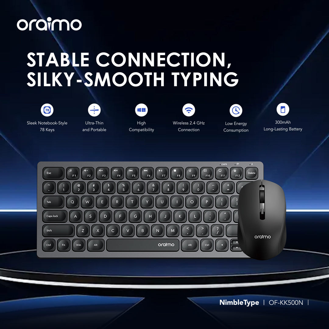 OF-KK500N Rechargeable & Silent Wireless Keyboard & Mouse | Oraimo OF-KK500N | OF-KK500N Rechargeable & Silent Wireless Keyboard & Mouse | Oraimo