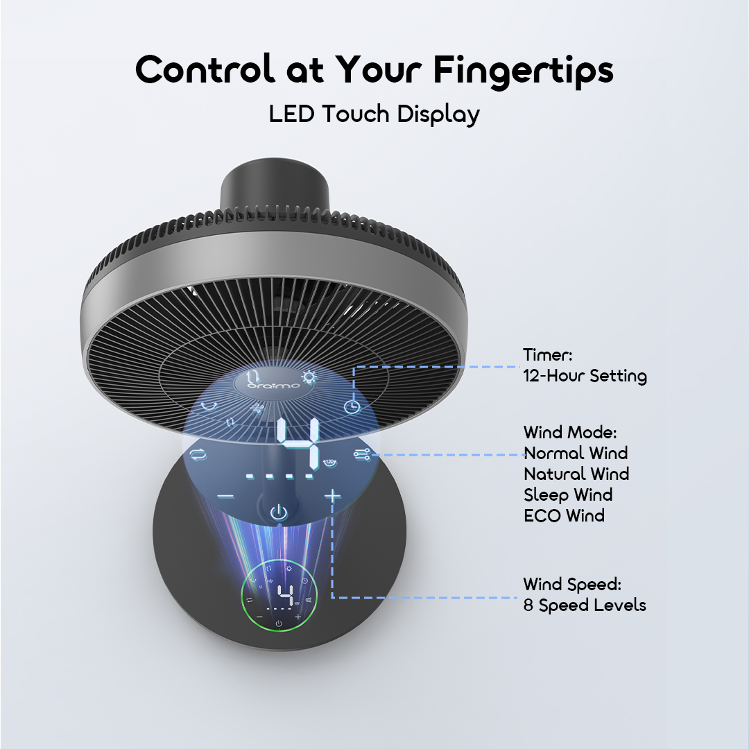 oraimo Pedestal Fan AirCruze OPF-503A 04 Control at Your Fingertips