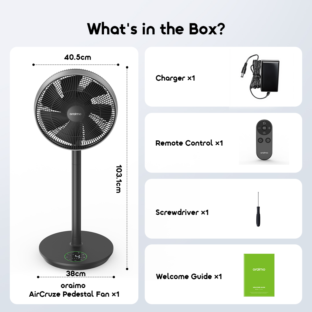oraimo Pedestal Fan AirCruze OPF-503A 08 What's in the Box