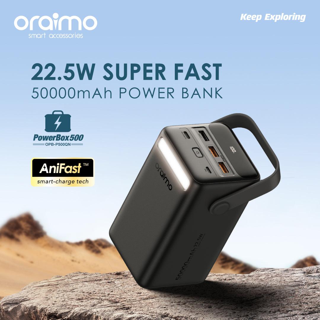 oraimo PowerBox 500 AniFast PD3.0 QC3.0 Four Output Ports 50000mAh Power  Bank