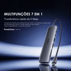 PowerTrans Adaptador multifunções USB-C 7 em 1