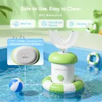 Baby CalmEase& BabyBrush Kit: Chupeta de silicone de qualidade alimentar e escova de dentes elétrica para bebé com 3 modos de limpeza.