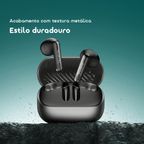 SpaceBuds Air+ Auscultadores sem fios verdadeiros com textura metálica e classificação IPX4.