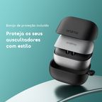 SpaceBuds Air+ Auscultadores sem fios verdadeiros com textura metálica e classificação IPX4.