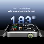 watch 6 max Relógio inteligente com ecrã tátil de 1,83 polegadas e bateria com duração de 28 dias