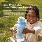 Dual Therm 750ML Dual-Drinking Leak-Proof Insulated Water Bottle for Babies and Toddlers