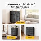 NoirDresser Commode de Rangement 9 Tiroirs Grande Capacité – Cadre en Acier