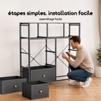 NoirDresser Commode de Rangement 9 Tiroirs Grande Capacité – Cadre en Acier