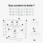 NoirDresser Commode de Rangement 9 Tiroirs Grande Capacité – Cadre en Acier