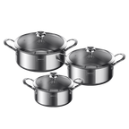 Tri-Ply Set Sturdy Spacious Stainless Steel Cookware Set(3pcs)
