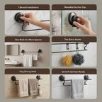 HookBar 6kg Load Capacity Reusable Suction Cup Towel Rail with Extra Hooks