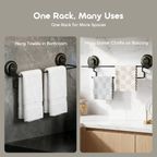 HookBar 6kg Load Capacity Reusable Suction Cup Towel Rail with Extra Hooks