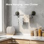 HookBar 6kg Load Capacity Reusable Suction Cup Towel Rail with Extra Hooks