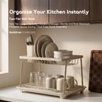 RackDrain Foldable Two-Tier Dish Rack with Guided Drainage