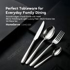 HomeServe Smooth Edges Food-Grade 430 Steel Flatware Set (4 x 6 pcs)