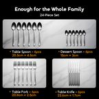 HomeServe Smooth Edges Food-Grade 430 Steel Flatware Set (4 x 6 pcs)