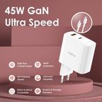 PowerGaN 45 طقم شاحن حائط بقوة 45 واط