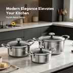 Tri-Ply Set Durable Versatile Stainless Steel Cookware Set(6pcs)