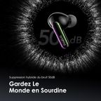 SpaceBuds Ecouteurs à réduction de bruit ANC 50dB avec personnalisation des commandes vocales