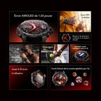 Watch GT Montre connectée GPS AMOLED 3ATM 1,43" avec deux bracelets interchangeables