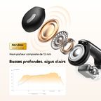 OpenSnap N2 سماعات أذن لاسلكية مفتوحة الأذن بتقنية الشحن السريع والتحكم التكيفي في مستوى الصوت