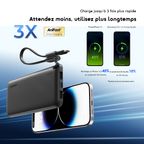 10000mAh Power Bank PowerFlow L1 efficace et fin
