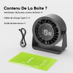 AirDock Ventilateur de bureau portable longue durée