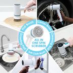 Ultra Cleaner Scrubber Cordless 1.5H Runtime Electric Spin Brush with 5 Replacement Heads