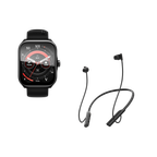 Watch Nova AM + Necklace Lite AMOLED Screen Curved Cover Smart Watch + Wireless Earphones Vibration for Calls